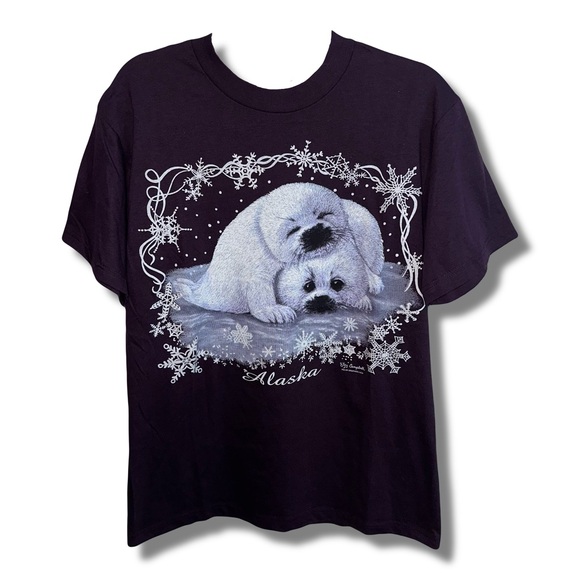Vintage Tops - Vtg 90s “Alaska” Baby Seal Tshirt